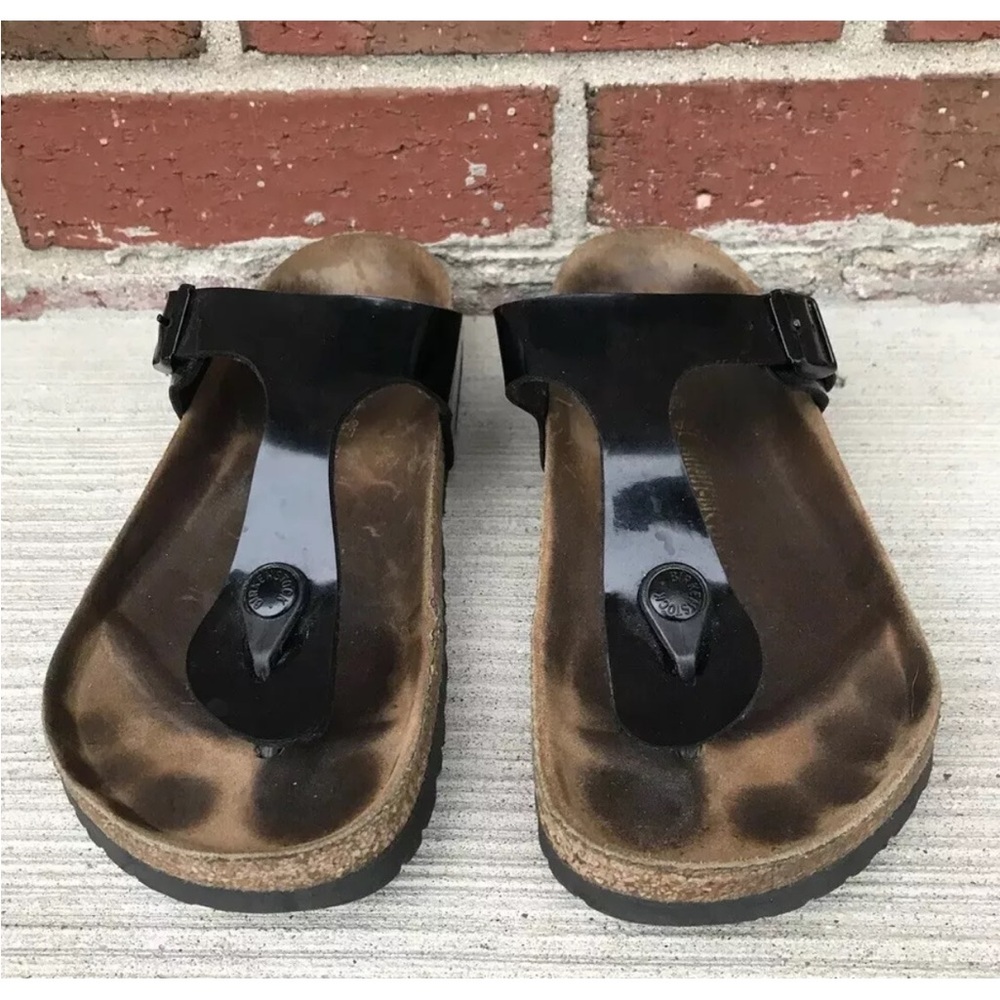 Birkenstock Women's Size 37 L6 Black Thong Leather Sandals